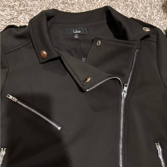 Lulus Living On The Edge Black Moto Jacket - Size XS - Picture 4 of 6